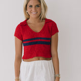 Ansley Knit Crop Top - Red