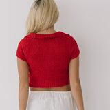 Ansley Knit Crop Top - Red