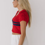 Ansley Knit Crop Top - Red