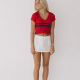 Ansley Knit Crop Top - Red