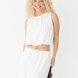 Dorie Bubble Top and Skirt Set - Off White/Black