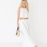 Dorie Bubble Top and Skirt Set - Off White/Black