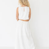 Dorie Bubble Top and Skirt Set - Off White/Black