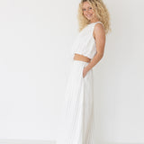 Dorie Bubble Top and Skirt Set - Off White/Black
