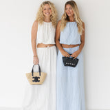 Tori Bubble Top and Skirt Set - Lt Blue/Black