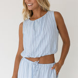 Tori Bubble Top and Skirt Set - Lt Blue/Black
