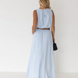 Tori Bubble Top and Skirt Set - Lt Blue/Black