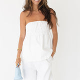 Addie Tube Top and Pants Set - White