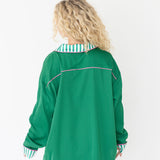 Abrielle Stripe Satin Pajama Set - Green