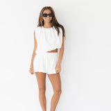 Ava Woven Balloon Shorts - Ivory