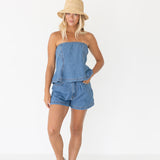 Bonnie Denim Tube Top and Shorts Set - Denim