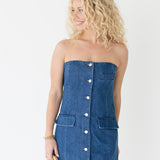 Brenlee Button Down Denim Dress - Denim