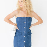 Brenlee Button Down Denim Dress - Denim