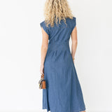 Jane Button Down Midi Dress - Denim