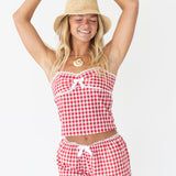 Coco Gingham Lace Shorts - Red Gingham