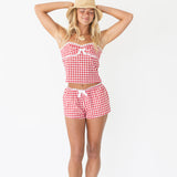 Coco Gingham Lace Shorts - Red Gingham