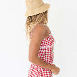 Coco Gingham Lace Shorts - Red Gingham