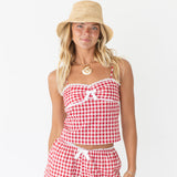 Coco Gingham Lace Shorts - Red Gingham