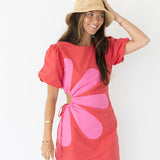 Mariah Side Cut-Out Mini Dress - Red/Pink