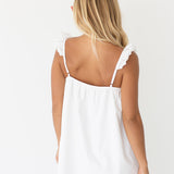 Willow Lace Ruffle Sleeve Mini Dress - White