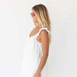 Willow Lace Ruffle Sleeve Mini Dress - White