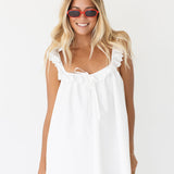Willow Lace Ruffle Sleeve Mini Dress - White
