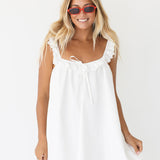 Willow Lace Ruffle Sleeve Mini Dress - White