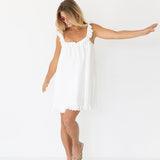 Willow Lace Ruffle Sleeve Mini Dress - White