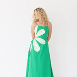 Catherine Side Cut Out Midi Dress - Emerald/Light Lime