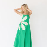 Catherine Side Cut Out Midi Dress - Emerald/Light Lime