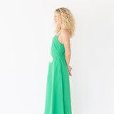 Catherine Side Cut Out Midi Dress - Emerald/Light Lime