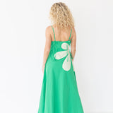 Catherine Side Cut Out Midi Dress - Emerald/Light Lime