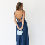 Lane Open Back Denim Midi Dress - Denim