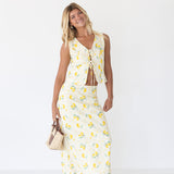 Soleil Lemon Top and Skirt Set - Lemon