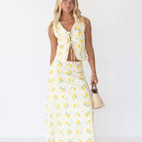 Soleil Lemon Top and Skirt Set - Lemon