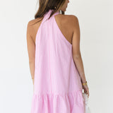 Tori Bow Sleeveless Mini Dress - Pink