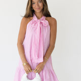 Tori Bow Sleeveless Mini Dress - Pink