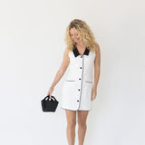 Luna Collar Detail Mini Dress - Ivory