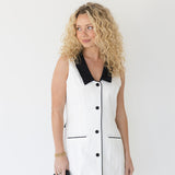 Luna Collar Detail Mini Dress - Ivory