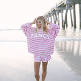 Fancy Oversized Towel Terry Mockneck - Magenta