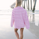 Fancy Oversized Towel Terry Mockneck - Magenta