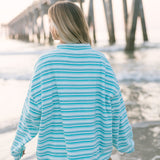 Fancy Oversized Towel Terry Mockneck - Seafoam