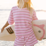 Fancy Oversized Towel Terry Top - Magenta