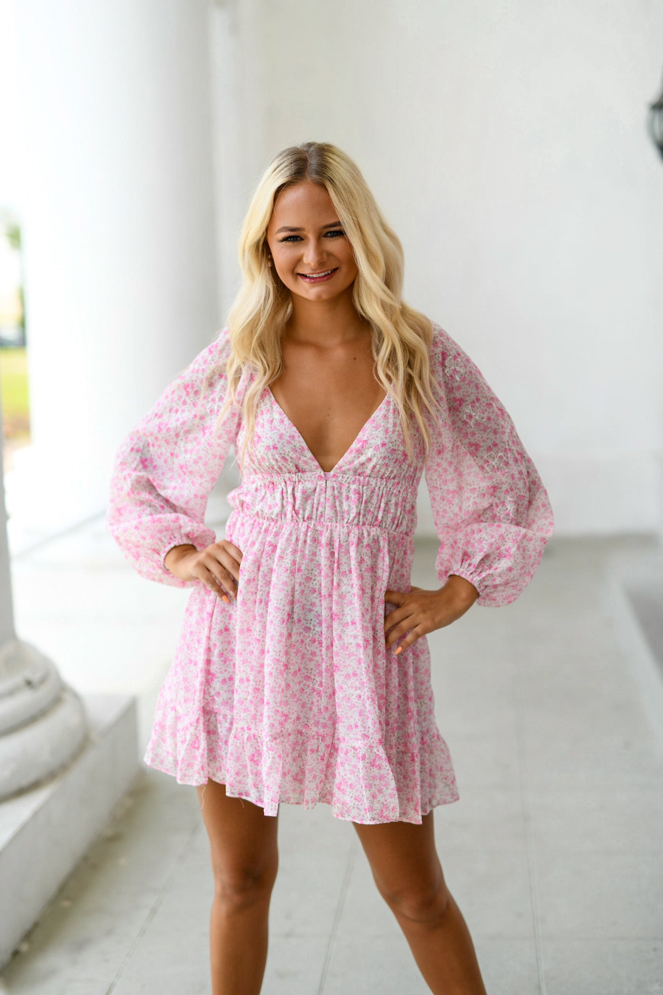 Sophia Pink Floral Dress