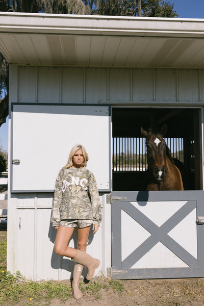 Fancy Oversized Mockneck - Camo/Pink Outline (PREORDER 2-3 WEEKS)