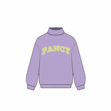 Fancy Oversized Fleece Lined Mockneck - Lilac/Pastel Yellow