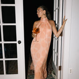 Zelda Halter Neck Maxi Dress - Coral