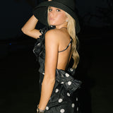 Margie Polka Dot Midi Dress - Black