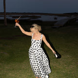 Raven Sweetheart Polka Dot Midi Dress - White