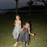 Aurora  Sweetheart Polka Dot Midi Dress - Black